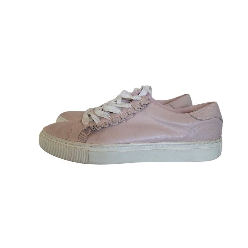 Tory Burch Sport Petal Pink Rouche Boho Cottagecore Resort Leather Sneakers sz8